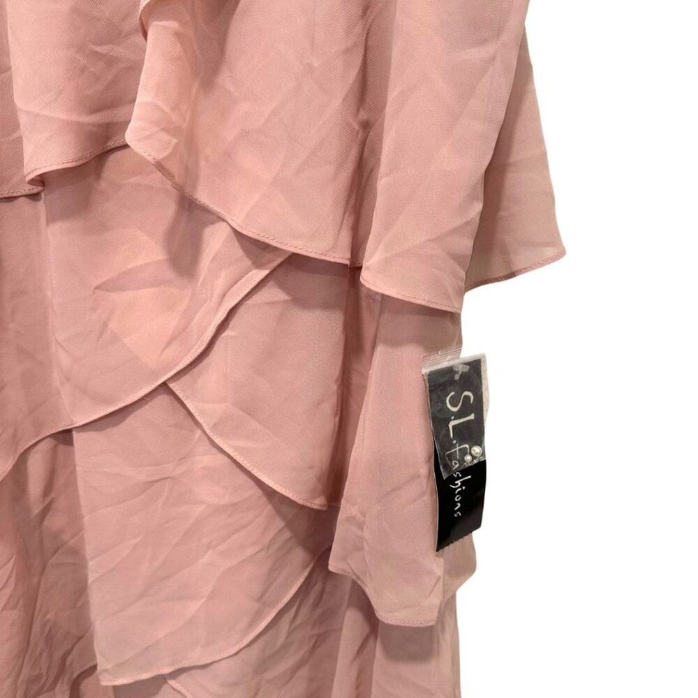 S.L. Fashion Sleeveless Chiffon Tiered Cocktail Dress Faded Rose 12 - Picture 7 of 11